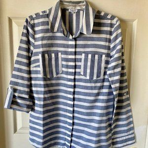 Splendid Blue Striped Long Sleeve Button-Down Shirt Size M